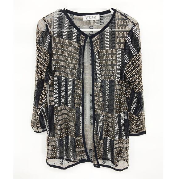Womens Kasper Swimwear Coverup Multicolor Mesh Cardigan Size M - Picture 1 of 5